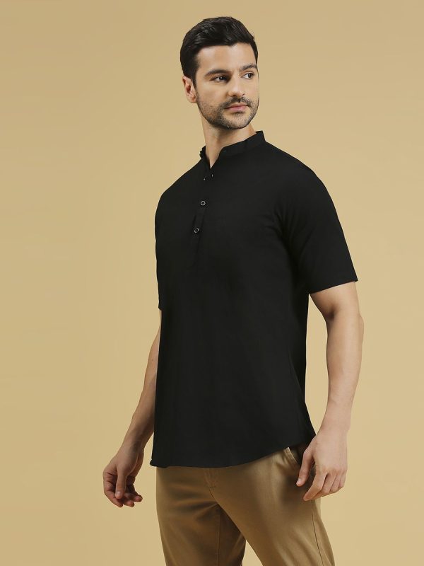 Black Half Sleeve Premium Cotton Short Sadra